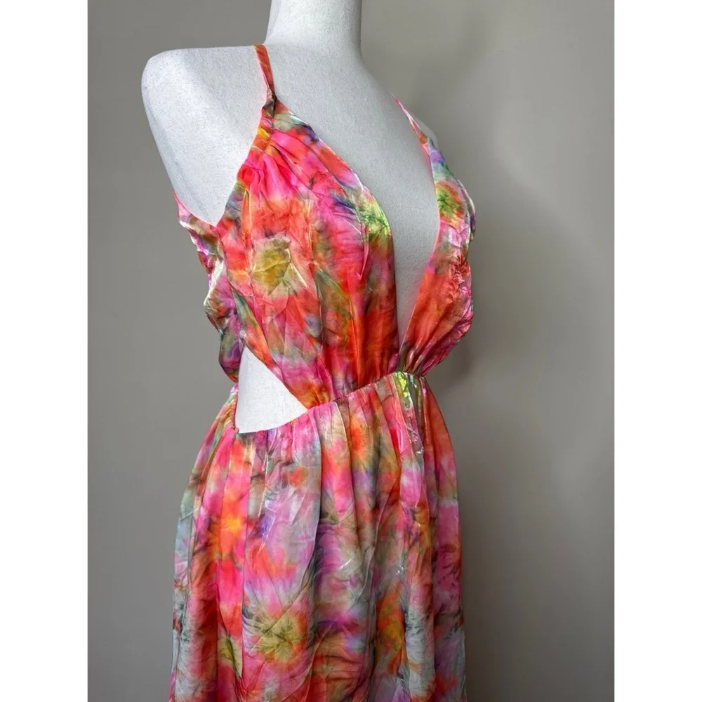 Ramy Brook Wilson Cutout Maxi Dress in Guava Sunburst Size 4 - Picture 5 of 9